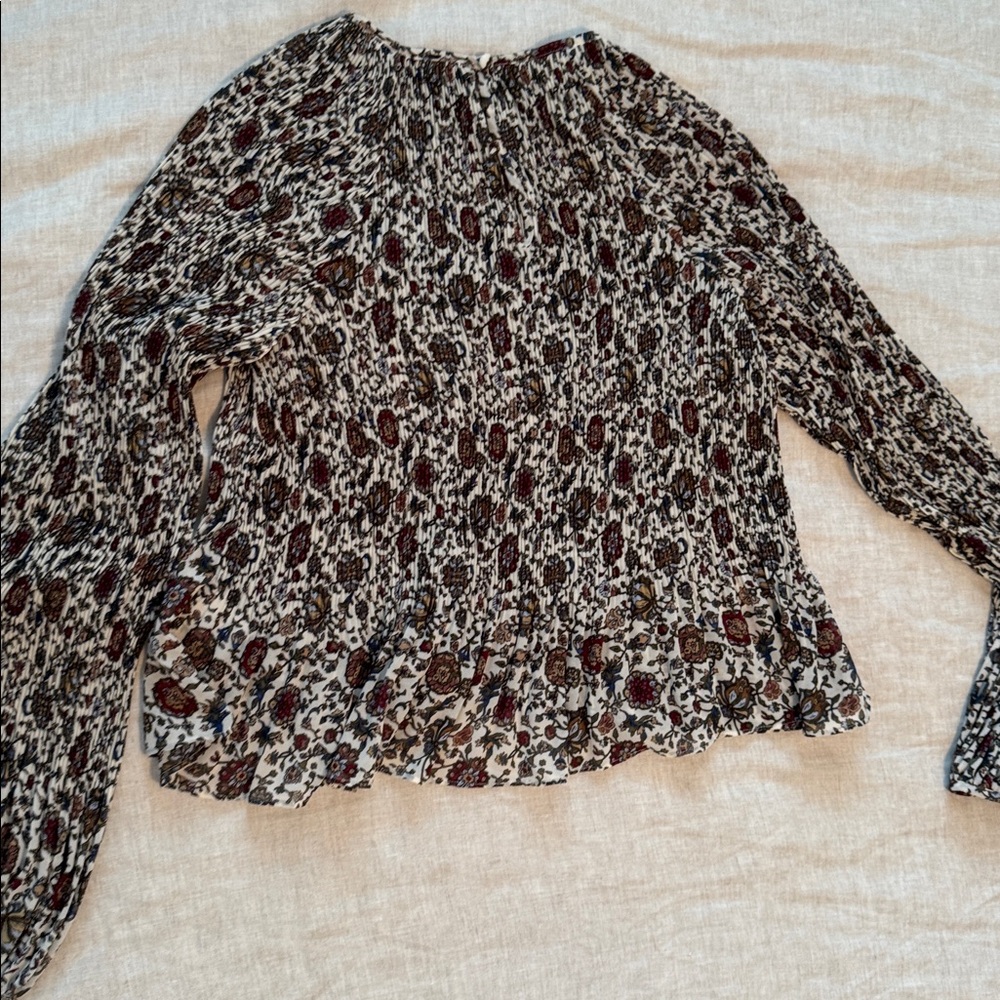 Veronica Beard Black and Brown Flowy Floral Blouse, 4 - Picture 5 of 7